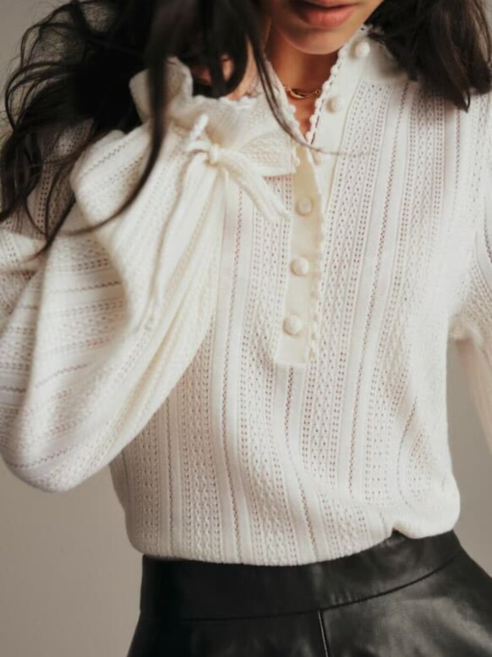 Sezane Clemence 100% Merino Wool Knit Sweater In Ecru Women's Size XXS - NWD